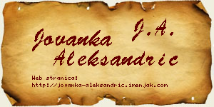 Jovanka Aleksandrić vizit kartica